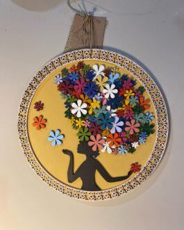 Mandala Africana , pintada a mão, flores de madeira  Tamanho 30 cm