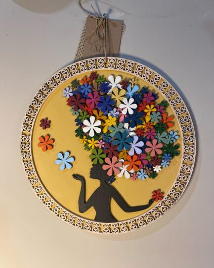 Mandala Africana , pintada a mão, flores de madeira  Tamanho 30 cm - Image 2